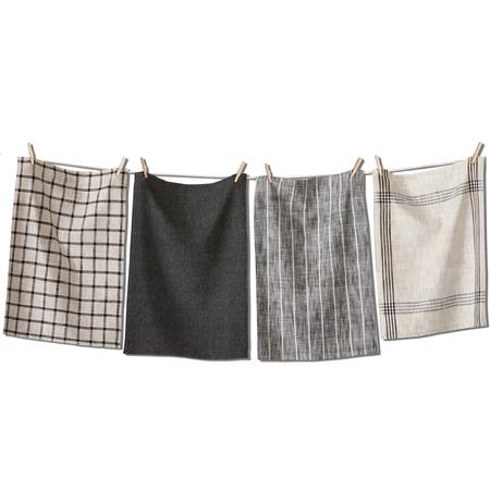 Canyon Woven Kitchen Towels Set/4 Black