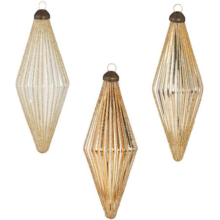 Glittered Glass Diamond Ornaments