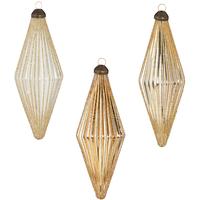 Glittered Glass Diamond Ornaments