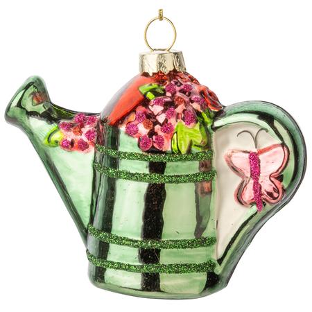 Glass Watering Can Ornament 4”