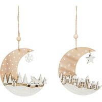 Wood Crescent Moon Ornaments