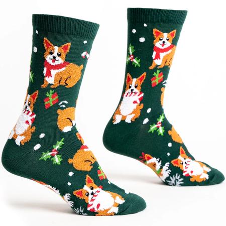 Women’s Crew Socks Merry Corgmas