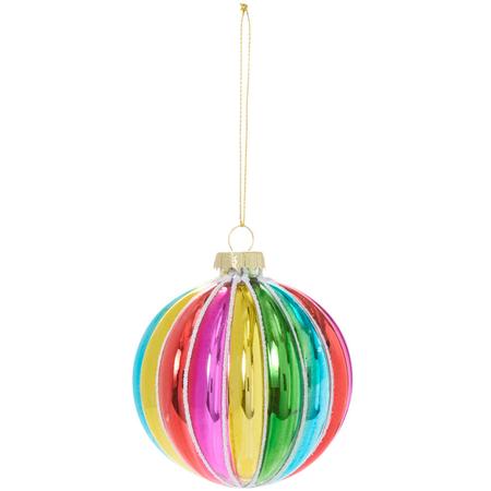 Rainbow Glass Ball Ornament 3”