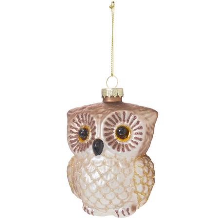 Tawny Owl Glass Ornament 3.5”