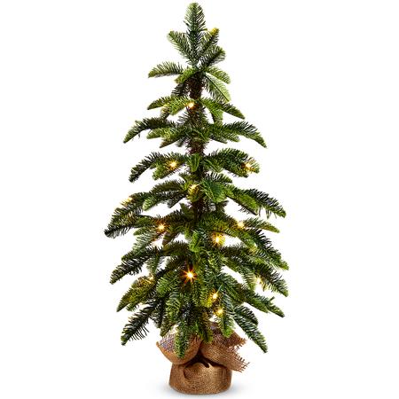 Lighted Faux Pine Tree In Burlap Bag