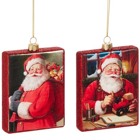 Jolly Santa Glass Ornaments