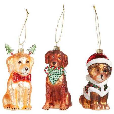 Christmas Pup Glass Ornaments