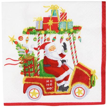 Paper Beverage Napkins Santa’s Golf Cart