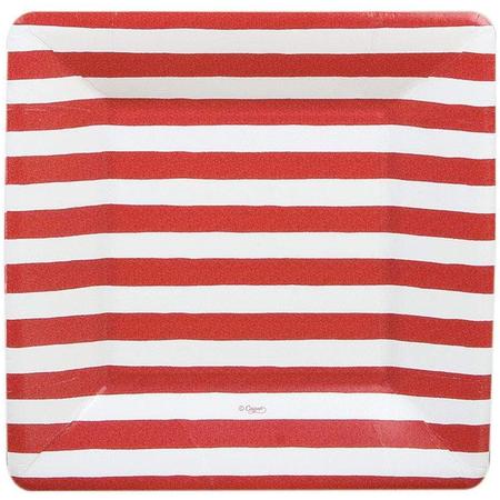 Paper Salad Plates Red/White Stripe