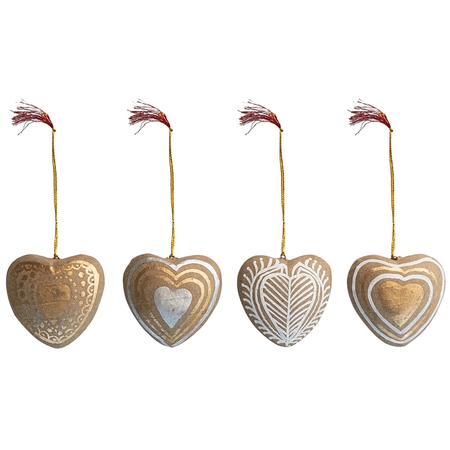Paper Maché Heart Ornaments
