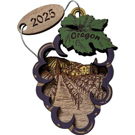 Wood Oregon Vineyard 2025 Ornament