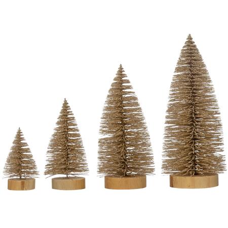 Gold Glitter Bottle Brush Trees Set/4