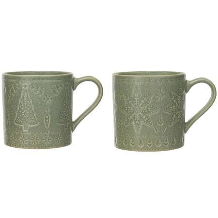 Debossed Stoneware Mugs