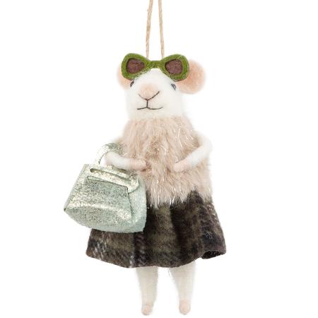 Felt Mouse In Sunglasses Ornament 4.5”