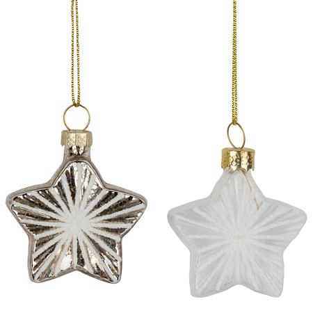 Mini Glittered Glass Star Ornaments 1.8”