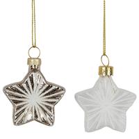 Mini Glittered Glass Star Ornaments 1.8”