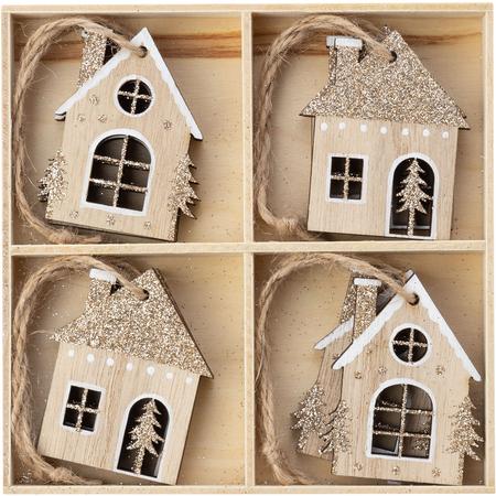 Wood House Ornaments Boxed Set/8
