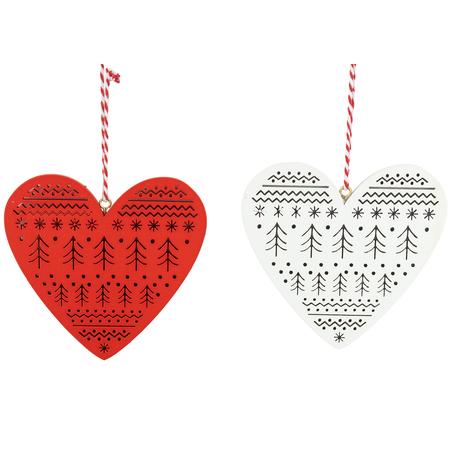 Painted Wood Heart Ornaments