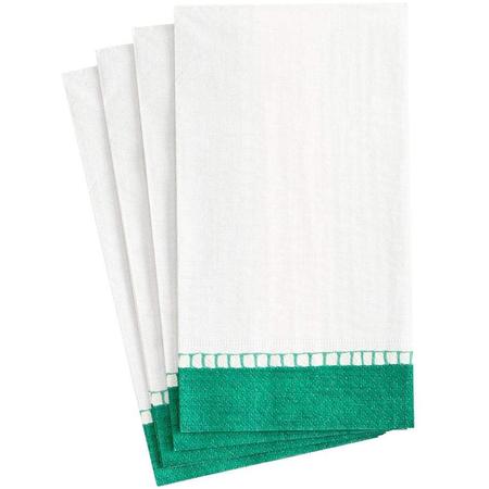 Paper Dinner Napkins Linen Border Emerald