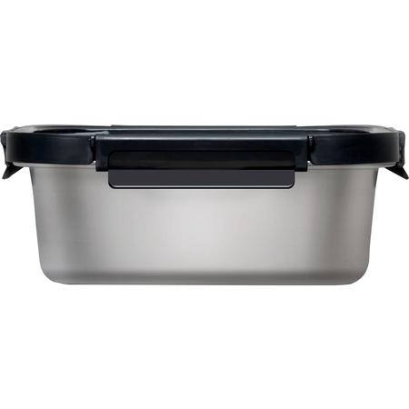 Microwavable Stainless-Steel Container 41 ozs. Rectangular Black Lid