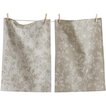 Canyon Print Kitchen Towels Set/2 Floral Neutral