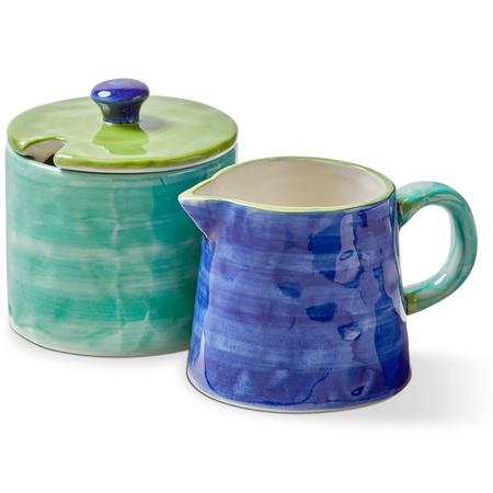 Color Block Cream & Sugar Set Blue/Green