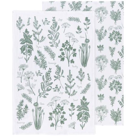 Fresh Herbs Flour Sack Kitchen Towels Set/2