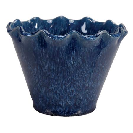 Navy Blue Ruffled Pot Small