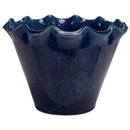 Navy Blue Ruffled Pot Large