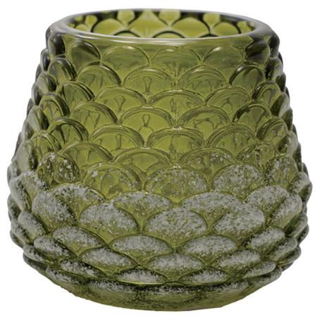 Glass Pinecone Votive Candle Holder Green