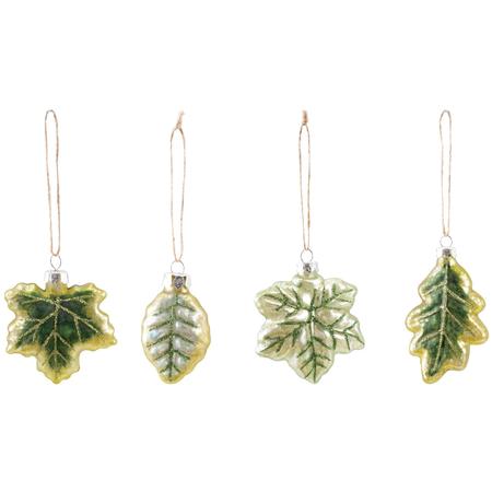 Glittered Mercury Glass Leaf Ornament