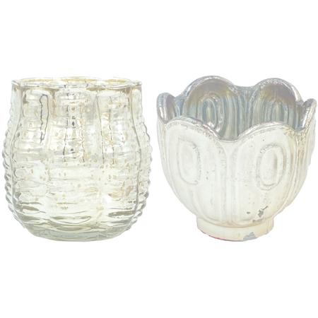 Scalloped Silver Mercury Glass Votive Holder