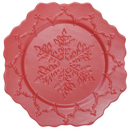 Ceramic Snowflake Plate Red