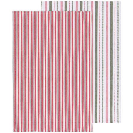 Holiday Stripe Kitchen Towels Set/2