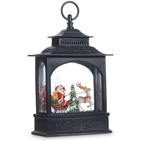 Santa In Sleigh Lighted Water Lantern
