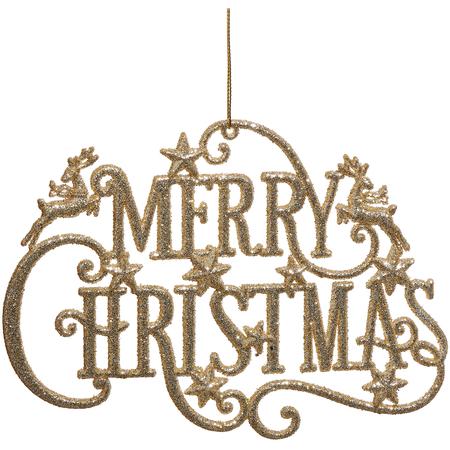 Gold Glittered Merry Christmas Ornament 7.25”