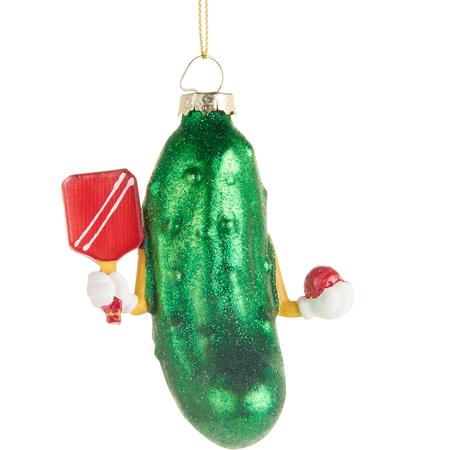 Glass Pickleball Ornament 4”