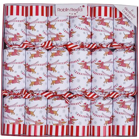 Robin Reed 12” Christmas Crackers Racing Dachshunds Set/6