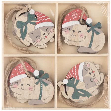 Christmas Hat Cat Wood Ornaments Box/8