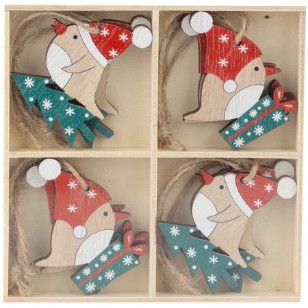 Holiday Bird Wood Ornaments Box/8