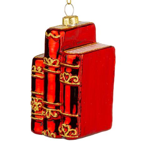 Glass Books Ornament 3.5”