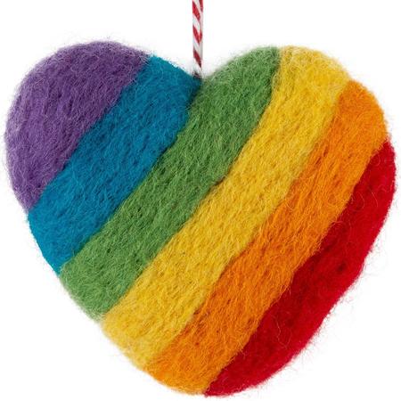 Felt Rainbow Heart Ornament 2.5”