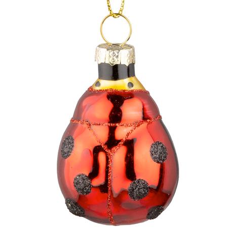 Glass Ladybug Ornament 2.75”