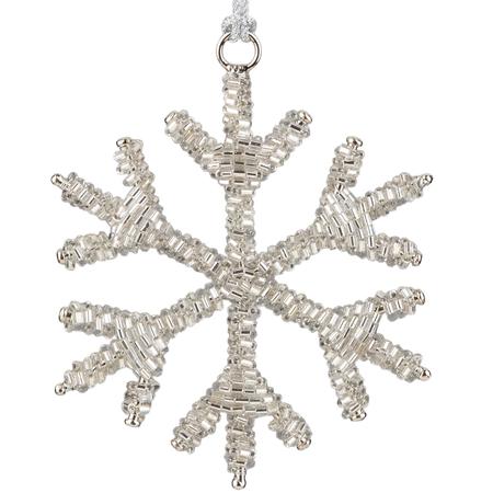Beaded Snowflake Ornament Silver