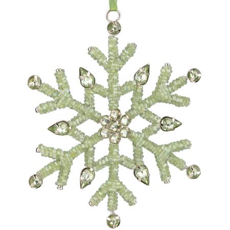 Beaded Snowflake Ornament Green