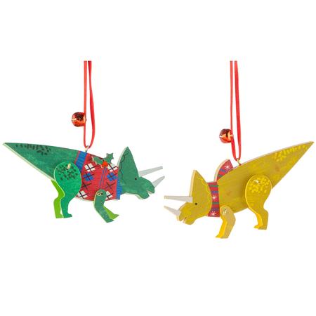 Wood Triceratops Ornament