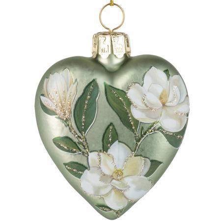 Glass Magnolia Ornament Green