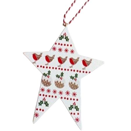 Scandinavian Bird Wood Ornament 4.75”