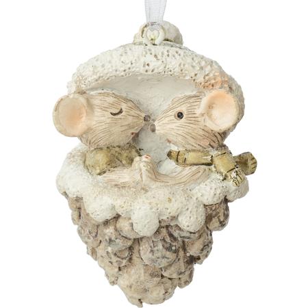 Mice In Pine Cone Ornament