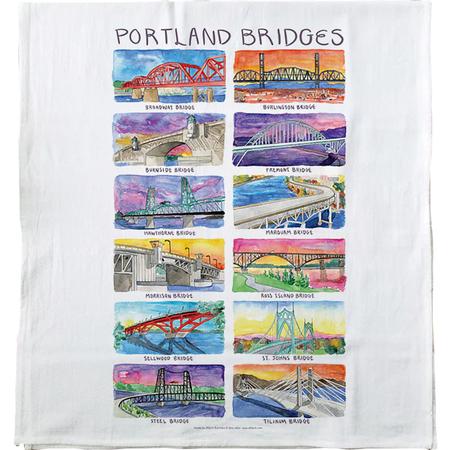 Portland Bridges Tea Towel